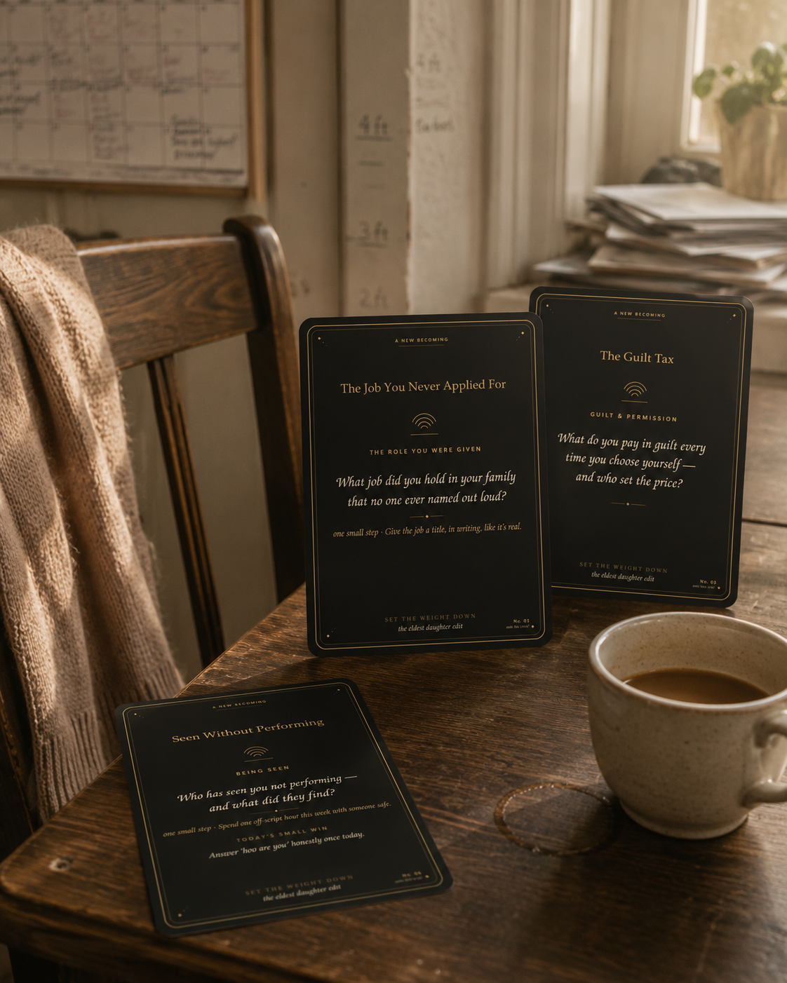 The Eldest Daughter Edit — a black and gold question card deck by A New Becoming