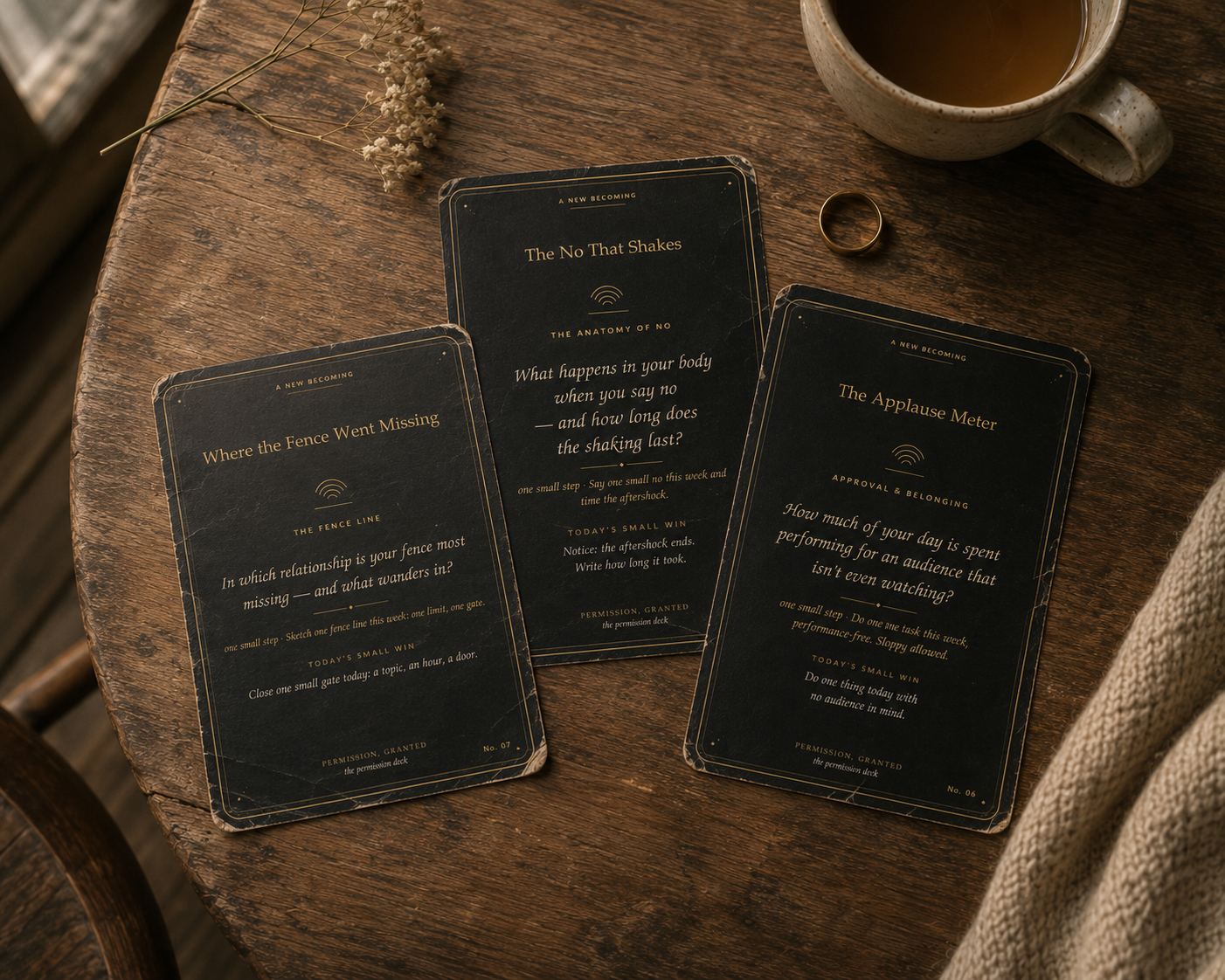 The Permission Deck — a black and gold question card deck by A New Becoming